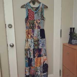 NWT Natura Patchwork Sleeve Less Maxi Dress_1
